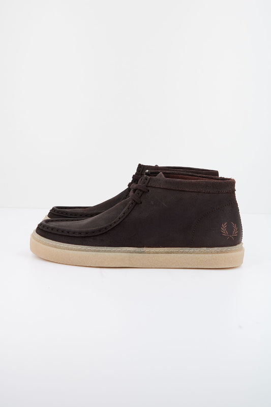 FRED PERRY DAWSON MID WAXED SUEDE en color MARRON (1)