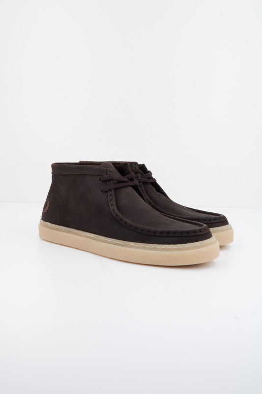 FRED PERRY DAWSON MID WAXED SUEDE en color MARRON (2)