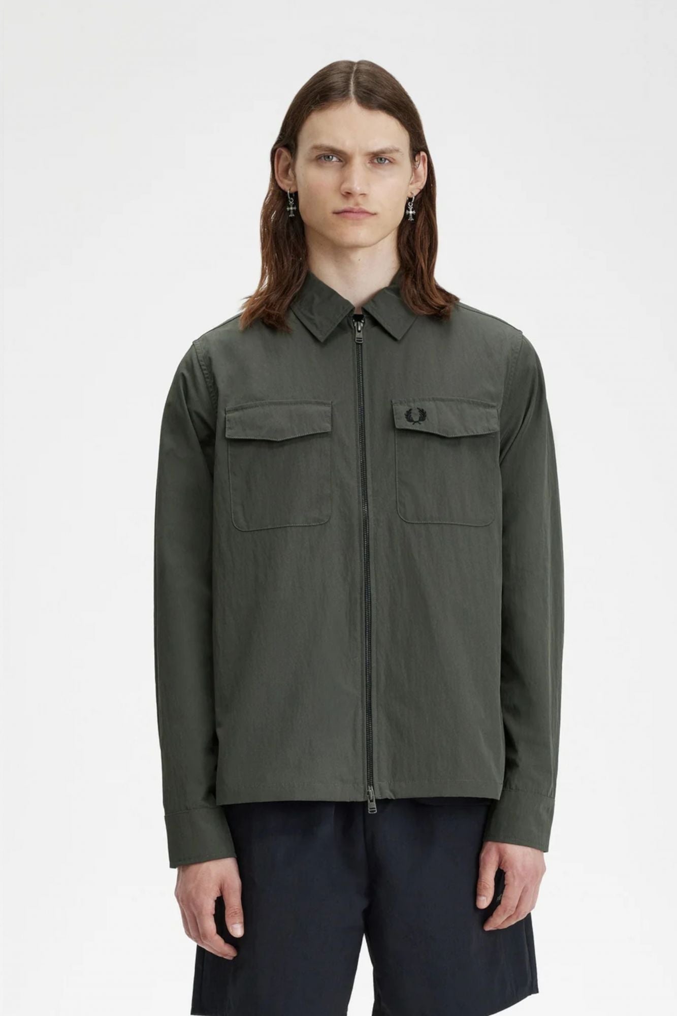 FRED PERRY ZIP OVERSHIRT en color VERDE (1)