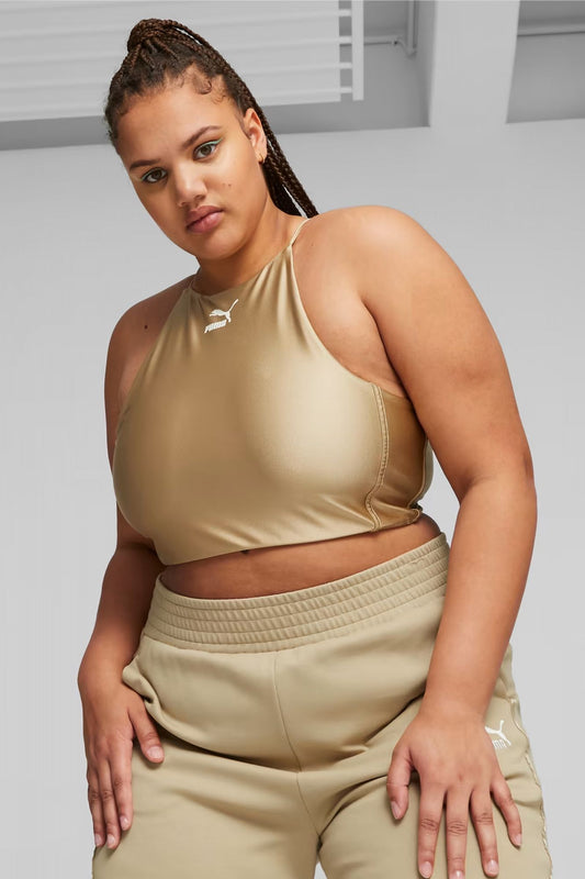 PUMA T7 SHINY CROP TOP en color BRONCE (1)