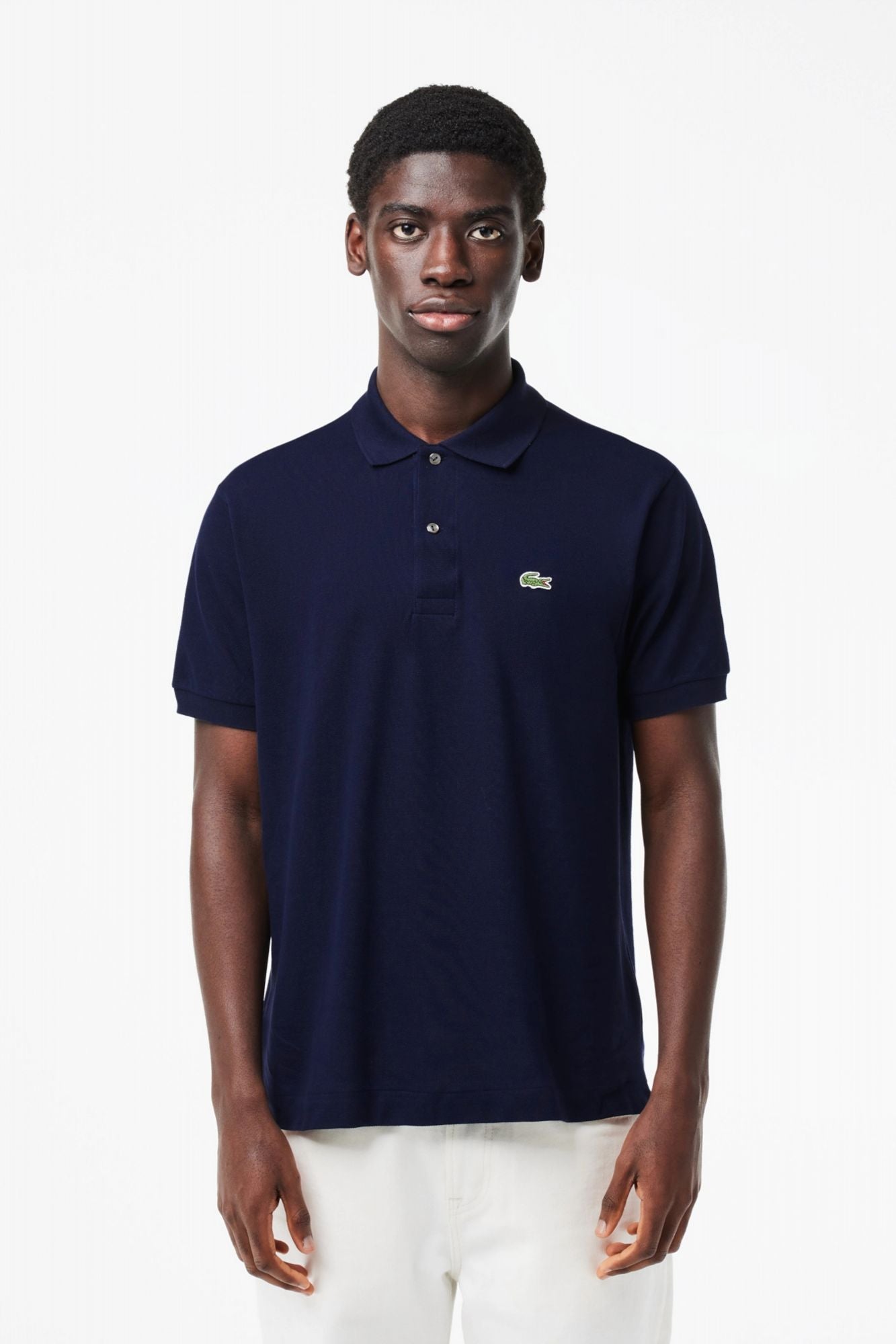 LACOSTE L1212 SHORT SLEEVED RIBBED COLLAR S en color AZUL (1)