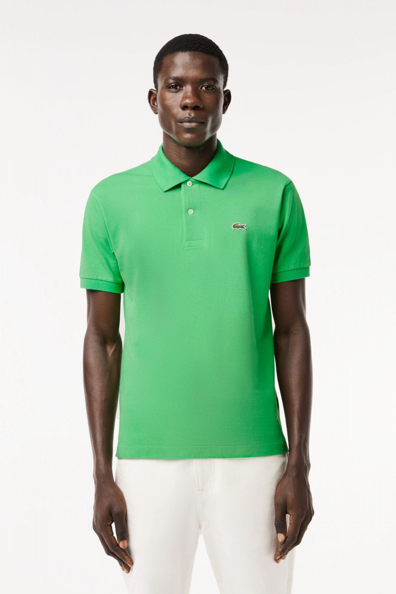 LACOSTE L1212 SHORT SLEEVED RIBBED COLLAR S en color VERDE (1)