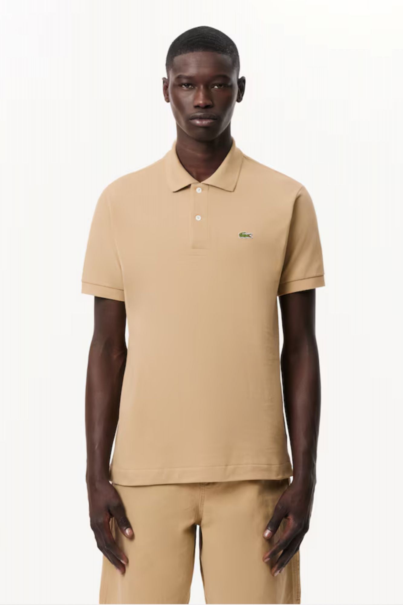 LACOSTE L1212 SHORT SLEEVED RIBBED COLLAR S en color MARRON (1)