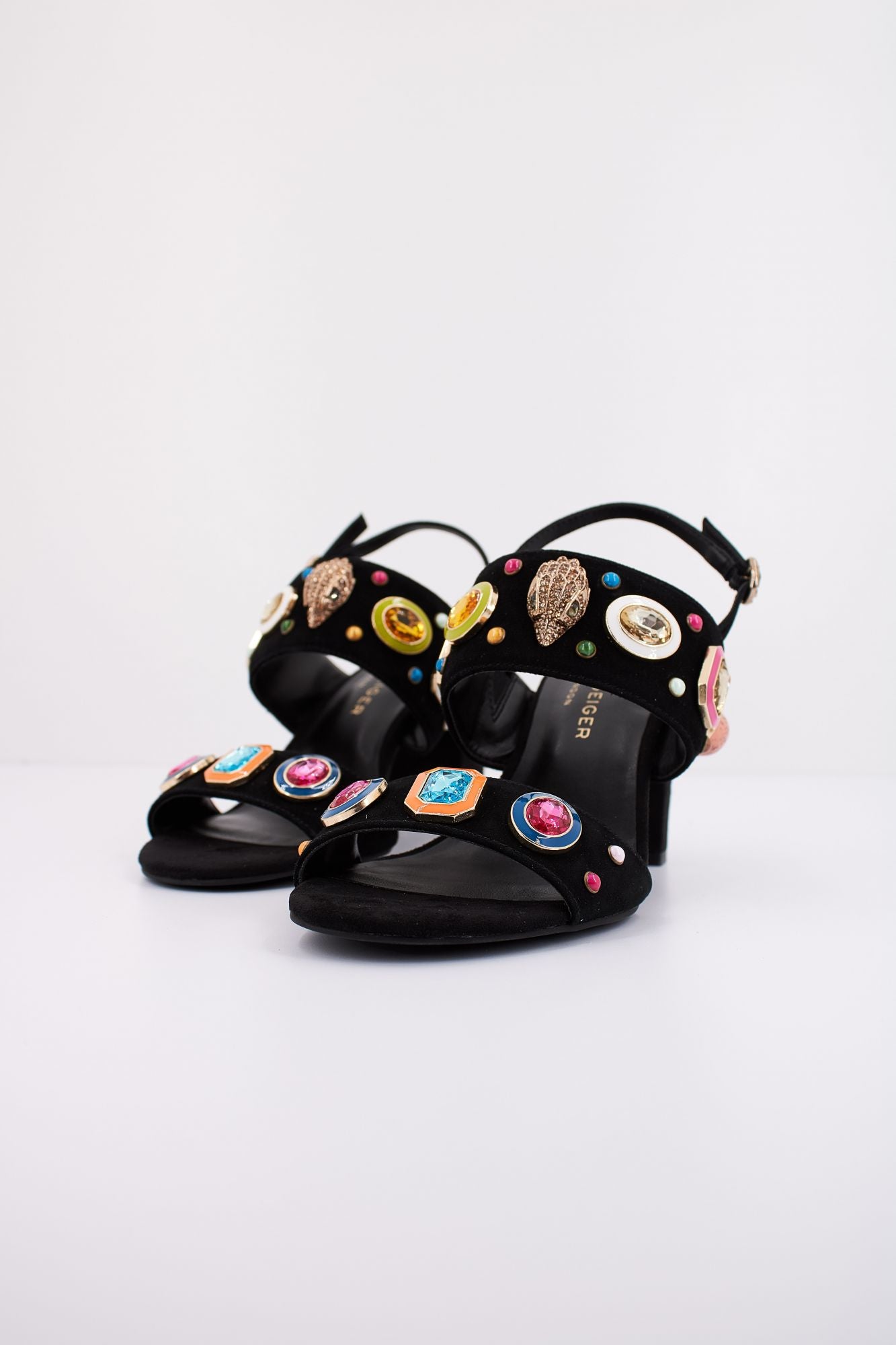 KURT GEIGER LONDON MULTI GEM BLOCK SANDAL en color NEGRO (2)