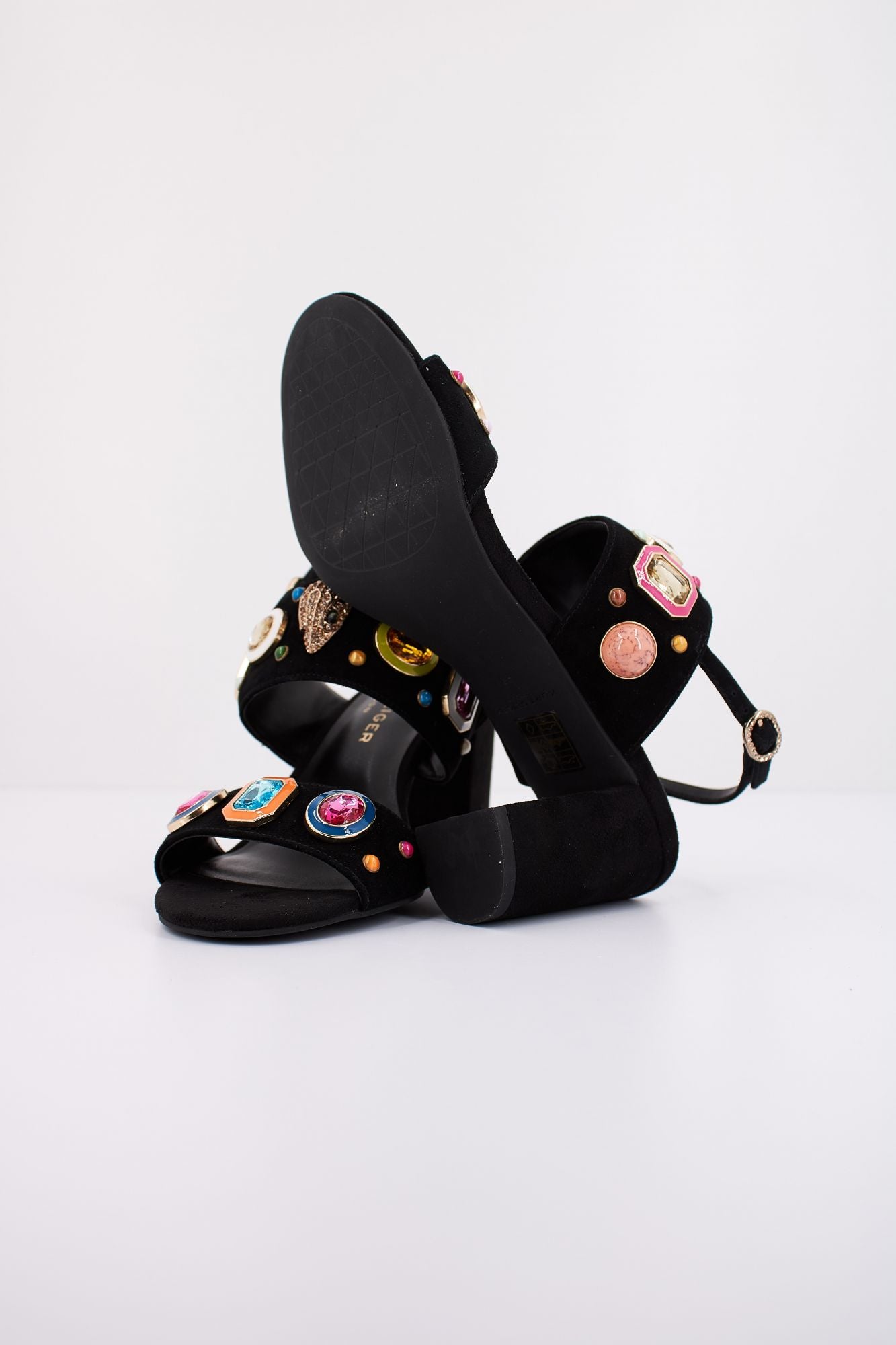 KURT GEIGER LONDON MULTI GEM BLOCK SANDAL en color NEGRO (5)