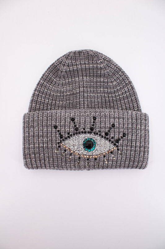 KURT GEIGER LONDON EVIL EYE BEANIE en color GRIS (1)