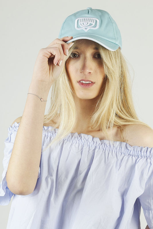 CHIARA FERRAGNI EYELIKE BASEBALL CAP en color AZUL (2)