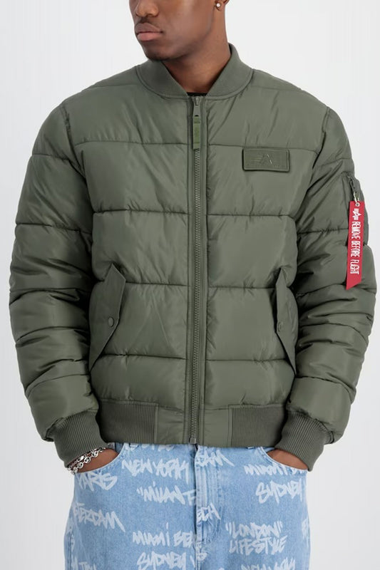 ALPHA INDUSTRIES MA-1 PUFFER BOMBER en color VERDE (1)