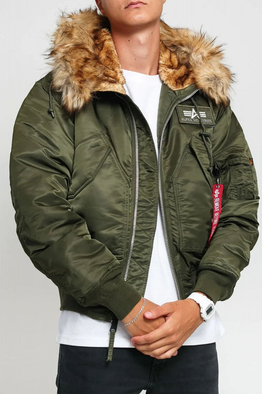 ALPHA INDUSTRIES 45P HOODED CUSTOM en color VERDE (1)