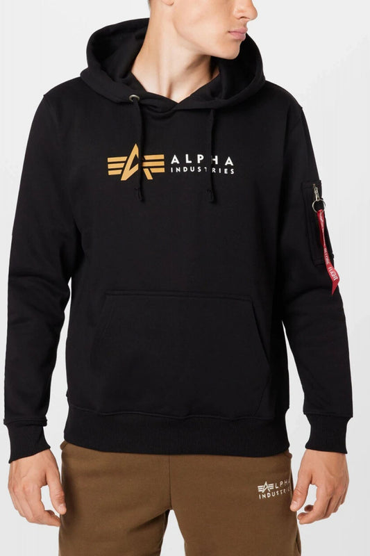 ALPHA INDUSTRIES ALPHA LABEL HOODY en color NEGRO (1)