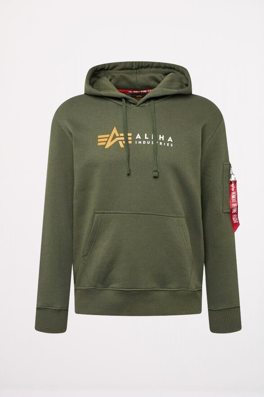 ALPHA INDUSTRIES ALPHA LABEL HOODY en color VERDE (1)