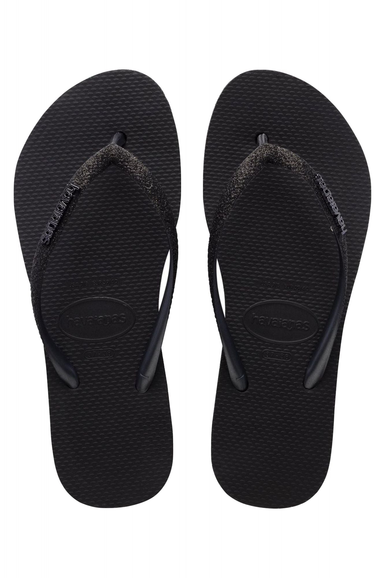 HAVAIANAS SLIM FLATFORM SPARKLE en color NEGRO (1)