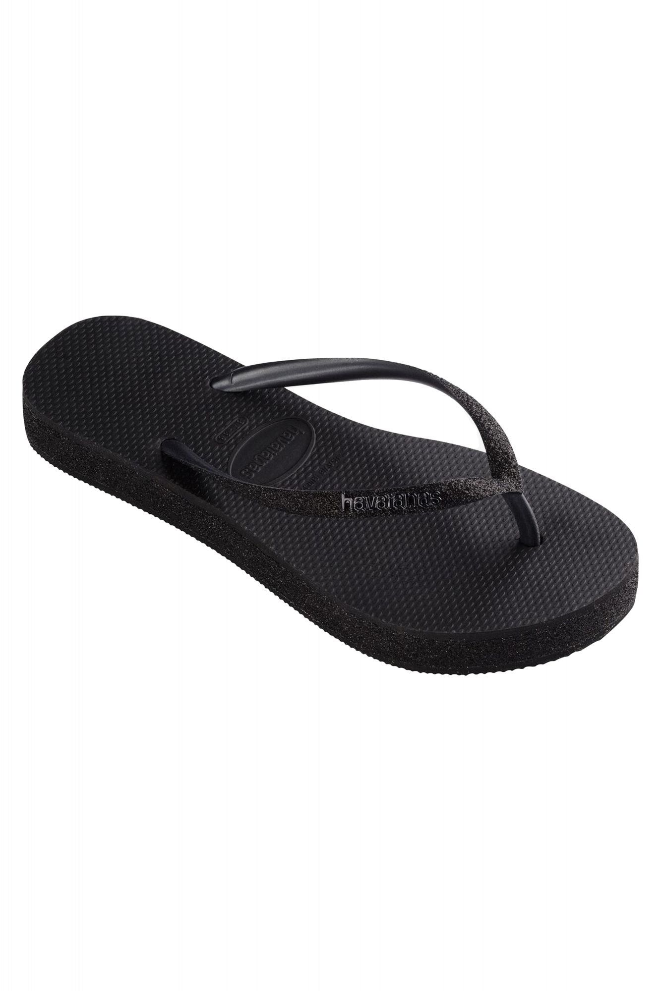 HAVAIANAS SLIM FLATFORM SPARKLE en color NEGRO (2)