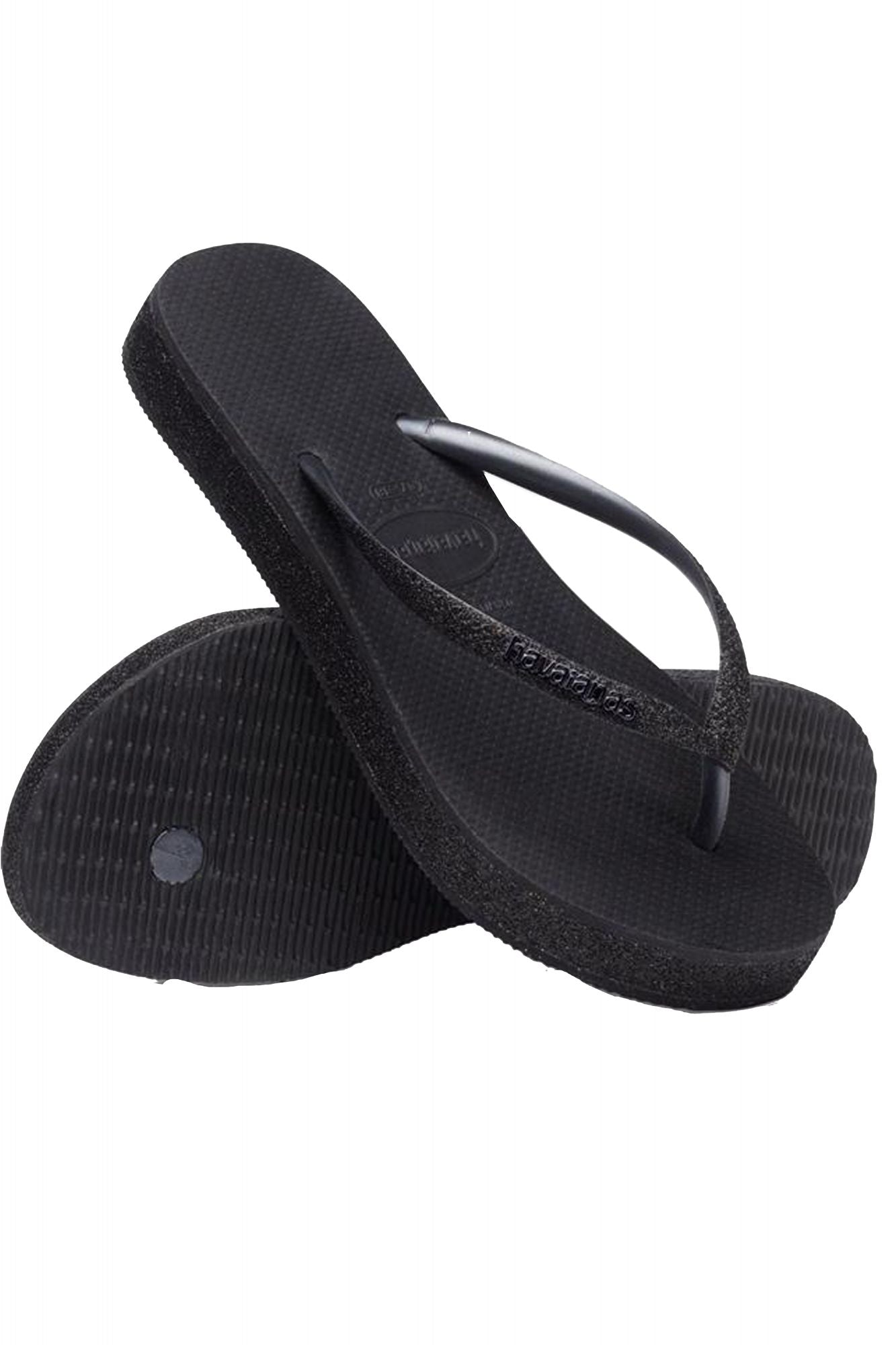 HAVAIANAS SLIM FLATFORM SPARKLE en color NEGRO (4)