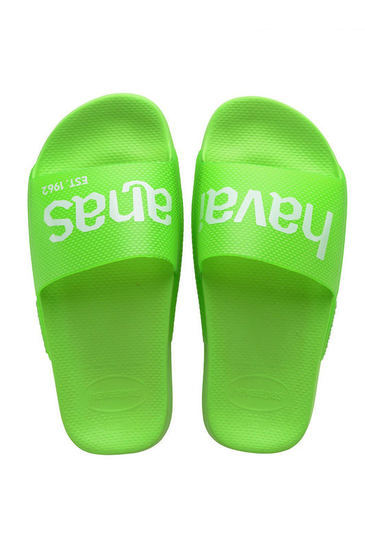 HAVAIANAS SLIDE LOGOMANIA NEON en color VERDE (1)