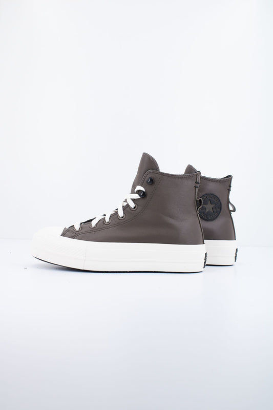 CONVERSE CHUCK TAYLOR ALL STAR LIFT PLATFORM FLEECE-LINED LEATHER en color MARRON (1)