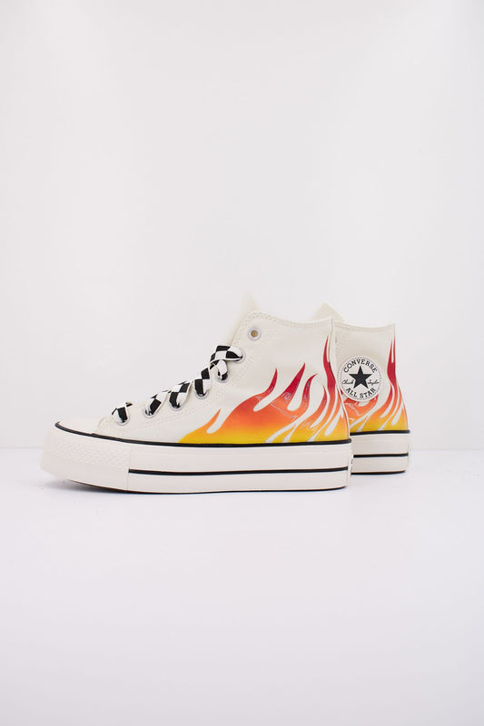 CONVERSE  CHUCK TAYLOR ALL STAR LIFT PLATFORM FLAMES en color BLANCO (1)