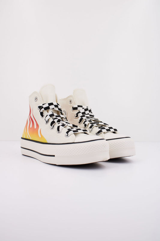 CONVERSE  CHUCK TAYLOR ALL STAR LIFT PLATFORM FLAMES en color BLANCO (2)