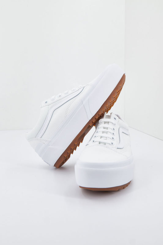 VANS UA OLD SKOOL STACKED en color BLANCO (2)